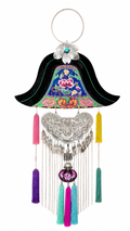 Ethnic Hanging Ornament — Silver Metal & Embroidered Textile