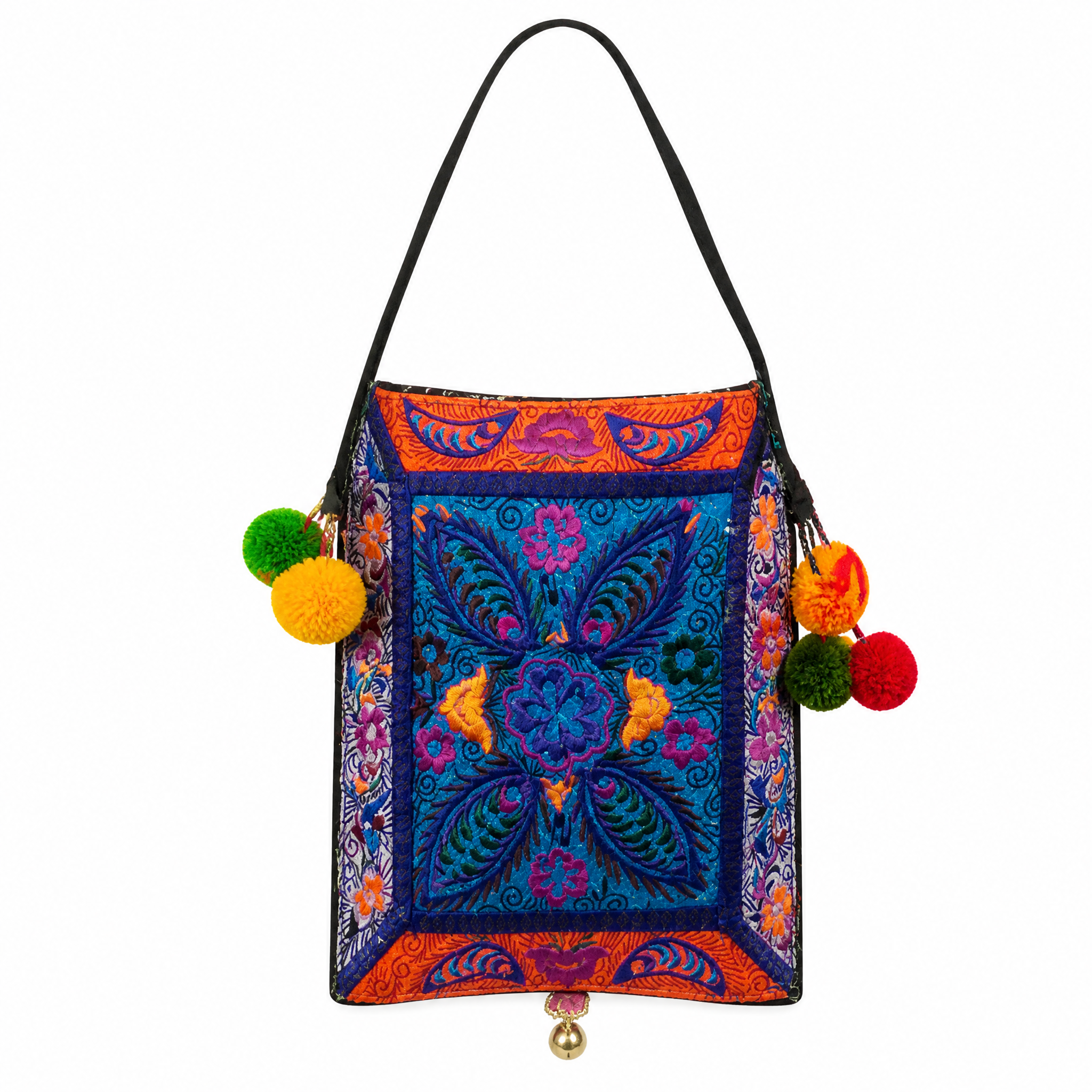Hand-Embroidered Crossbody Bag — Indigo