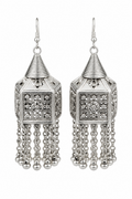 Silver-Tone Earrings with Beaded Drops — Liangshan